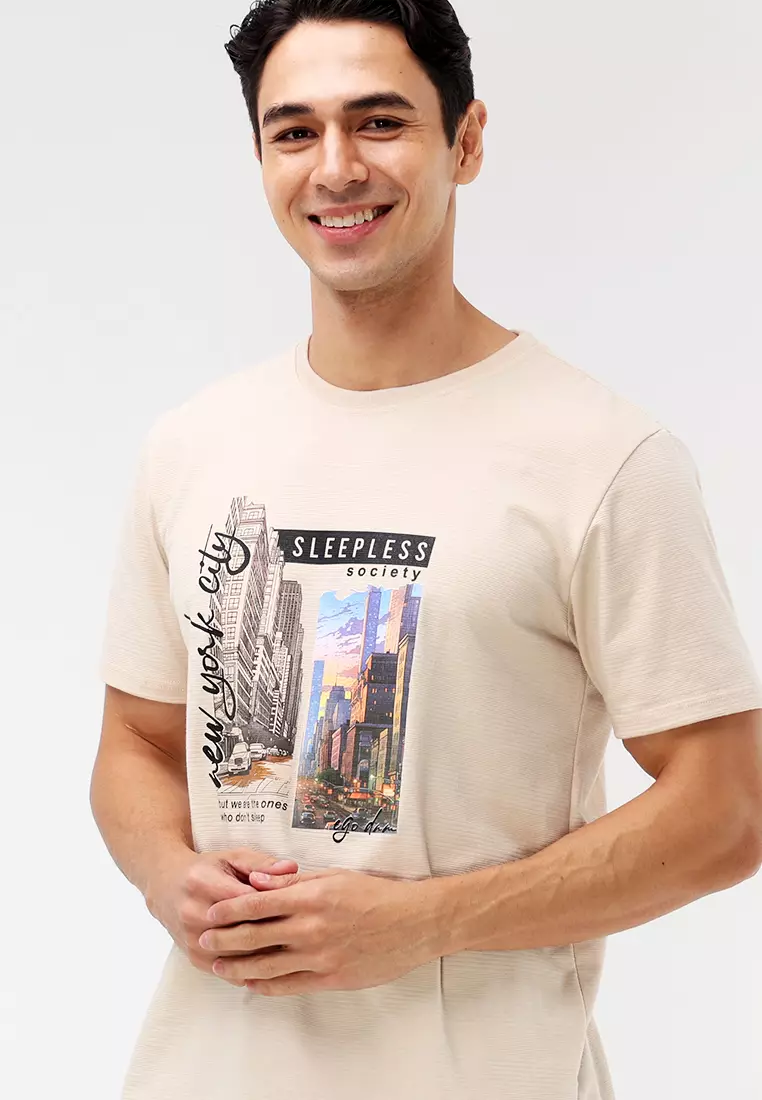 Round Neck Crazyline Short Sleeves T-Shirt