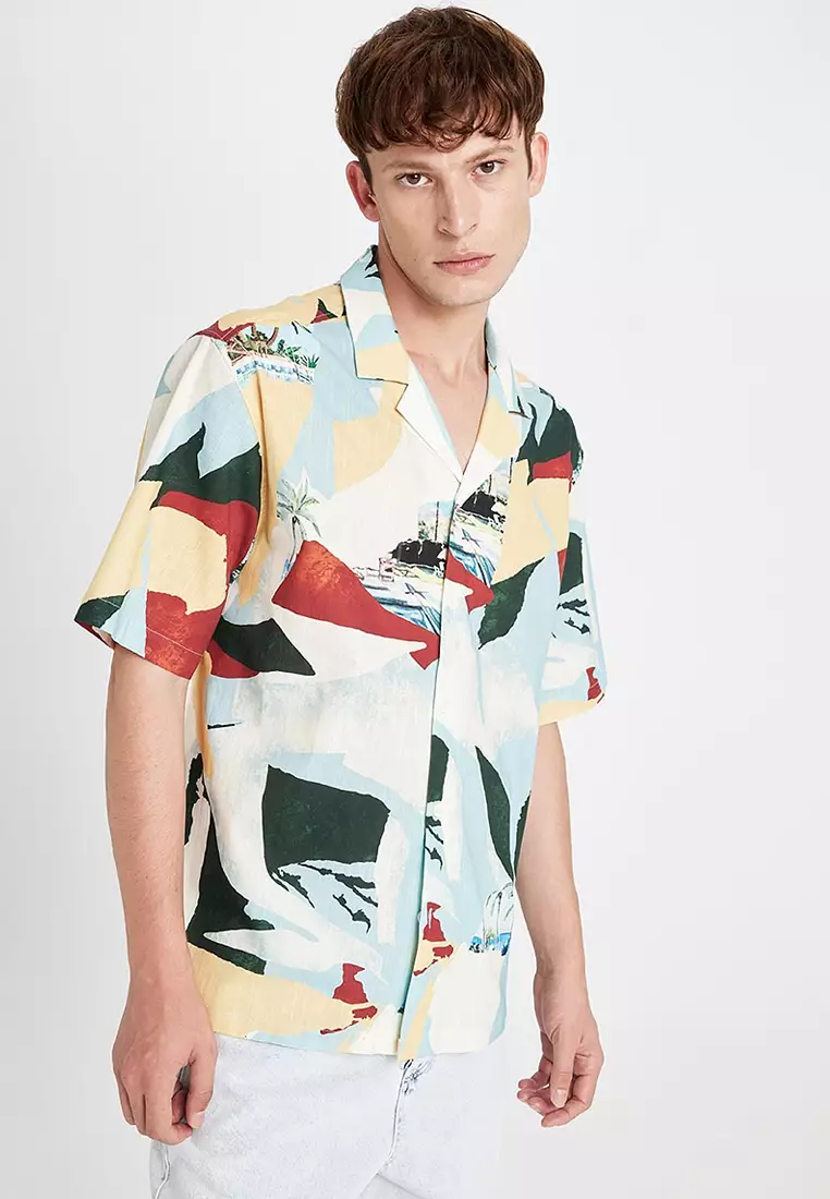 Printed Cotton Short Sleeves Shirt