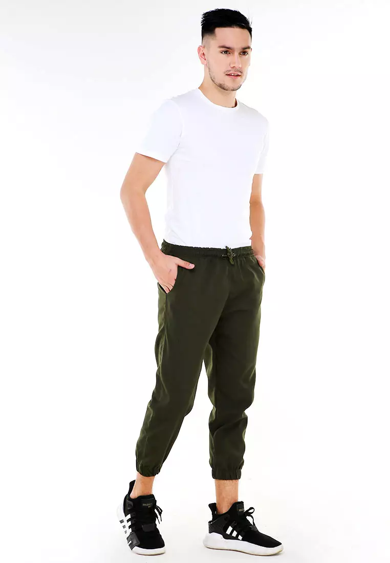 Locko Celana Panjang Sirwal Pria Simple Plain Casual Long Pants Material Baby Canvas ORIGINAL - Army Green
