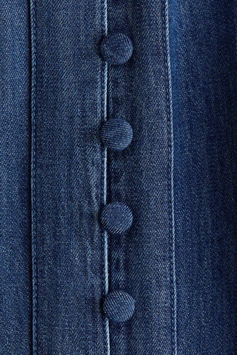 Puff-sleeved denim dress