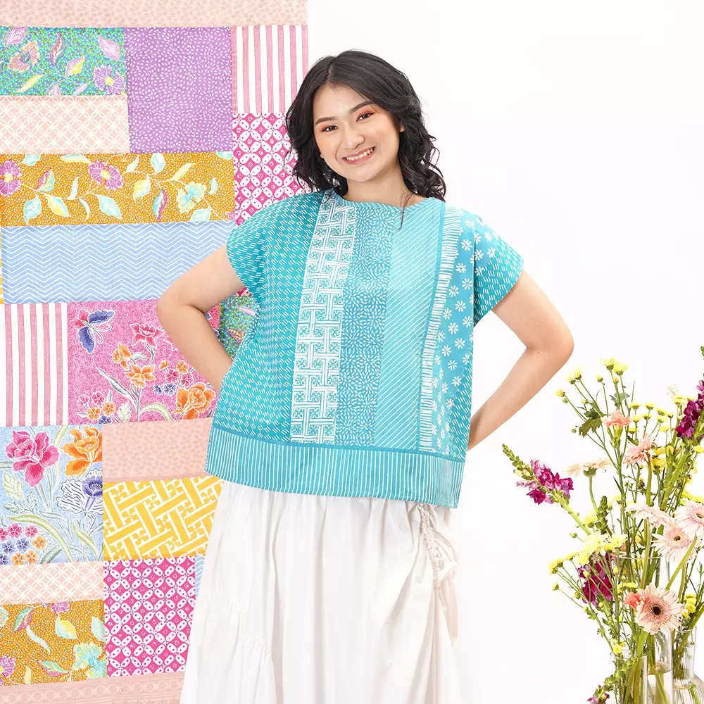 Jual Nona Rara Batik NONA RARA Dahlia Tosca PART Of Bloom PART0148 Blus Kasual Batik Wanita