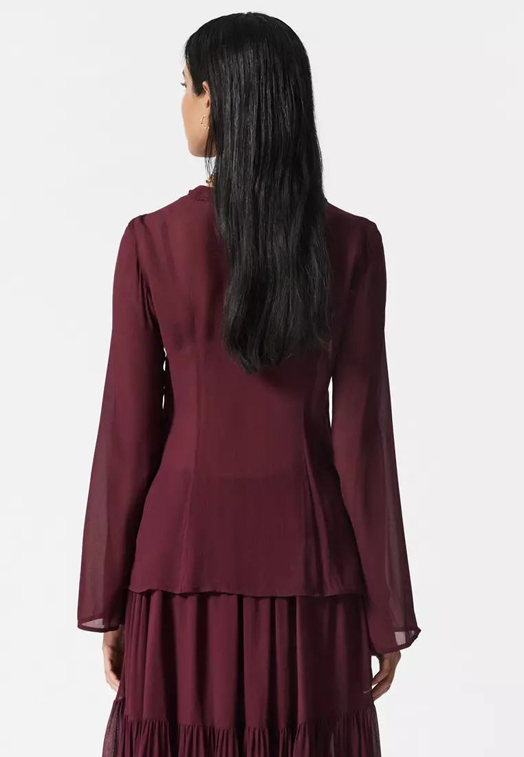 V-Neck Ruffle Blouse