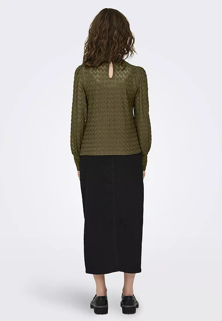 Long Sleeve Lace Jersey Top