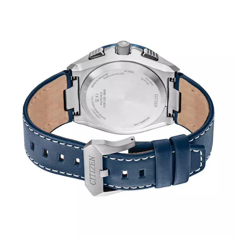 Jam Tangan Pria Citizen Promaster JY8148-08L Skyhawk A-T Chronograph Digital Analog Blue Dial Blue Leather Strap