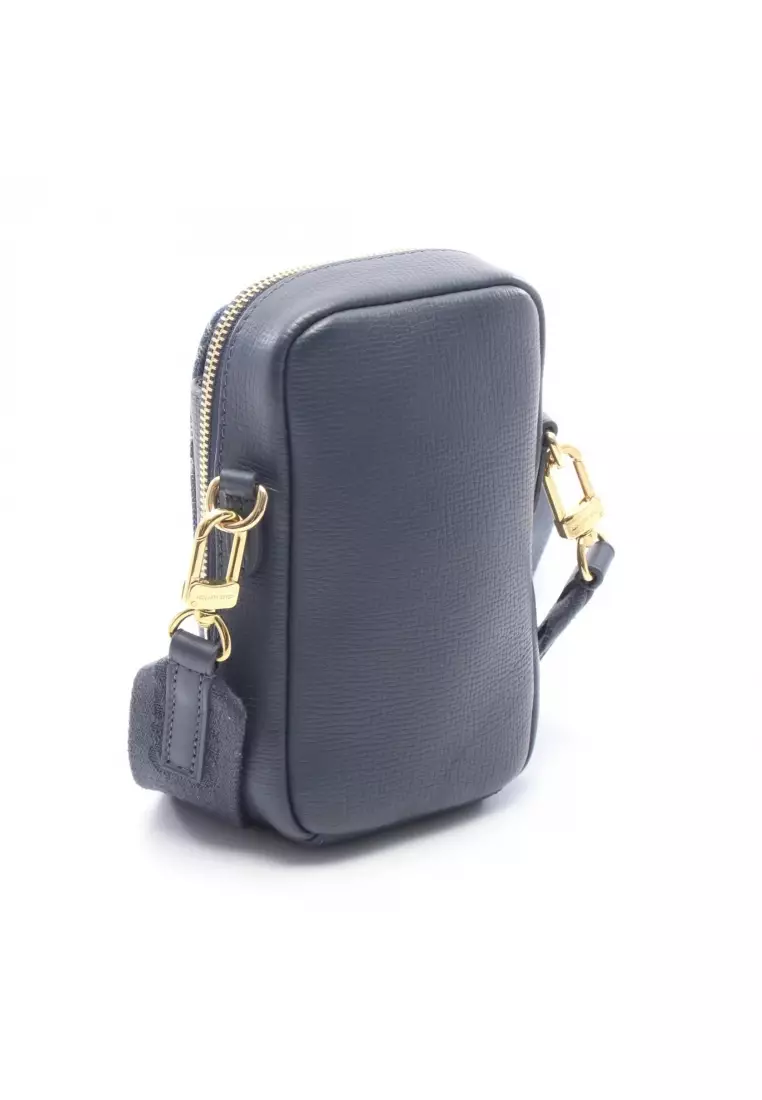 Pre-Loved Louis Vuitton LV × NIGO Double Phone Pouch monogram denim Shoulder bag leather denim Navy