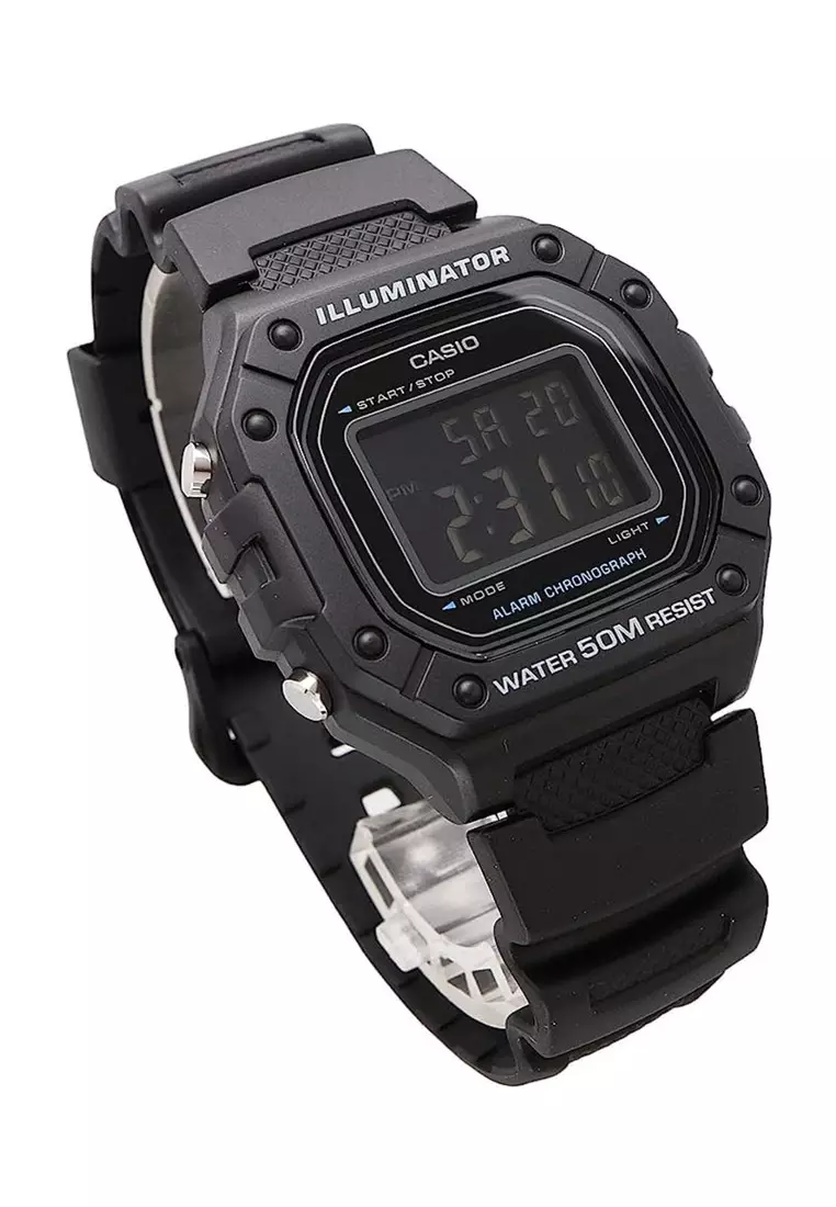 W-218H-1BV Men's Digital Sport Watch with Black Resin Band