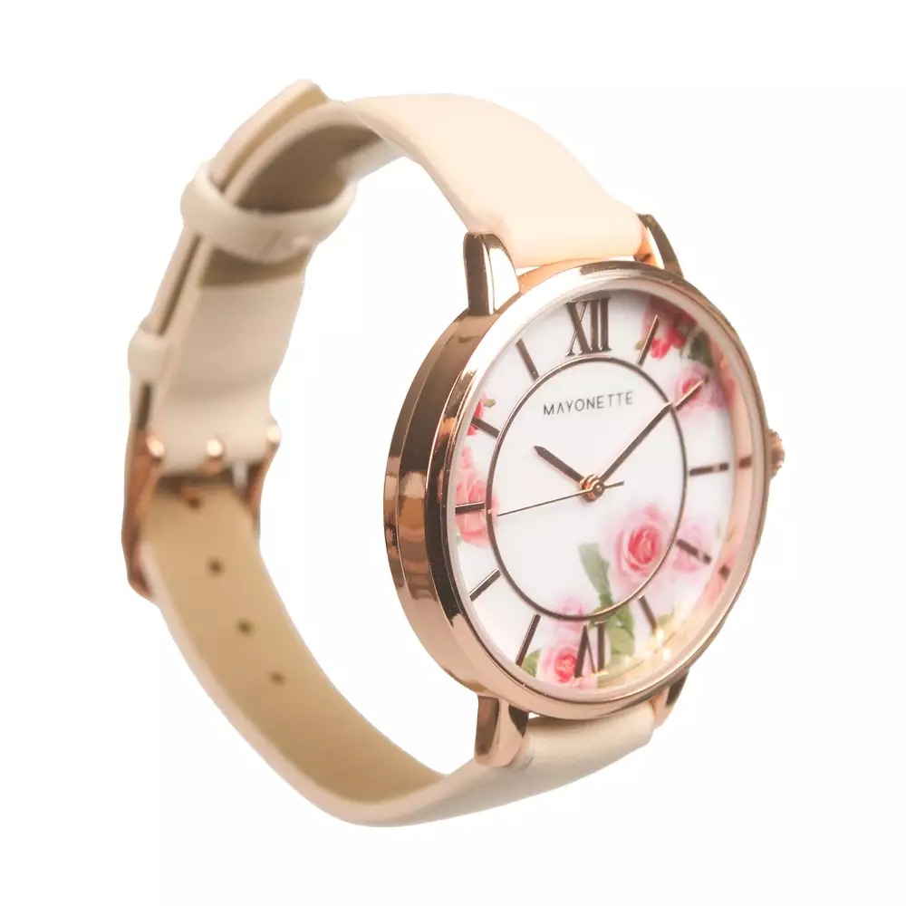 Mayonette Luxury Dahlia Women Watches Strap Pu Korean Style Jam Tangan Wanita - Cream
