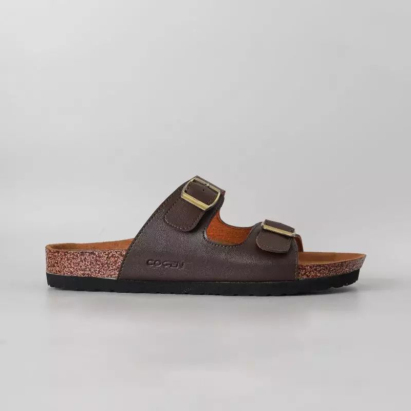 Cogen Sandal Pria Kulit Sendal Slop Birken Vintage - Opera Brown