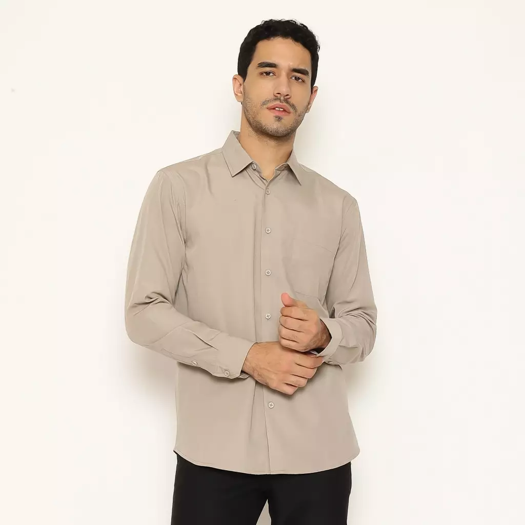 AMK Kemeja Basic Pria Lengan Panjang SHS GINJIRO L/S Grey
