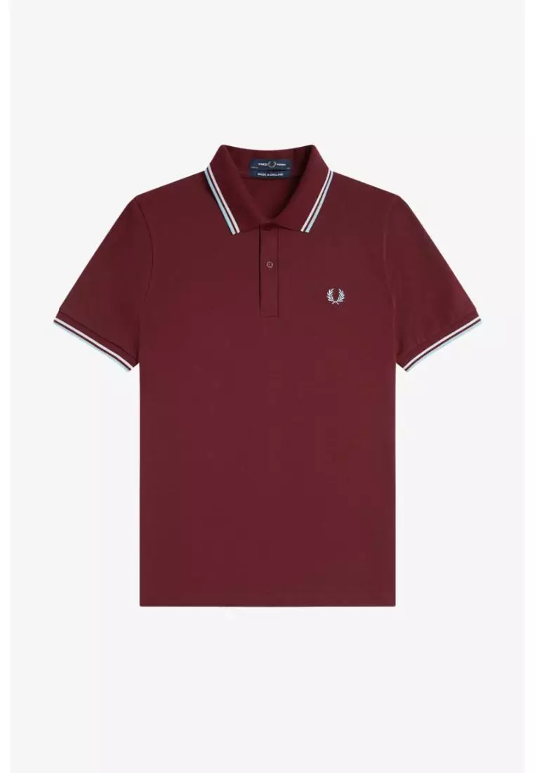 Fred Perry M12 Twin Tipped Fred Perry Shirt (Maroon / White / Ice)