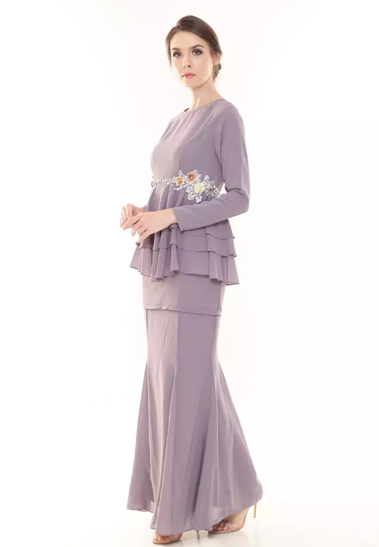 Helenna Peplum Modern in Dusty Purple Grey