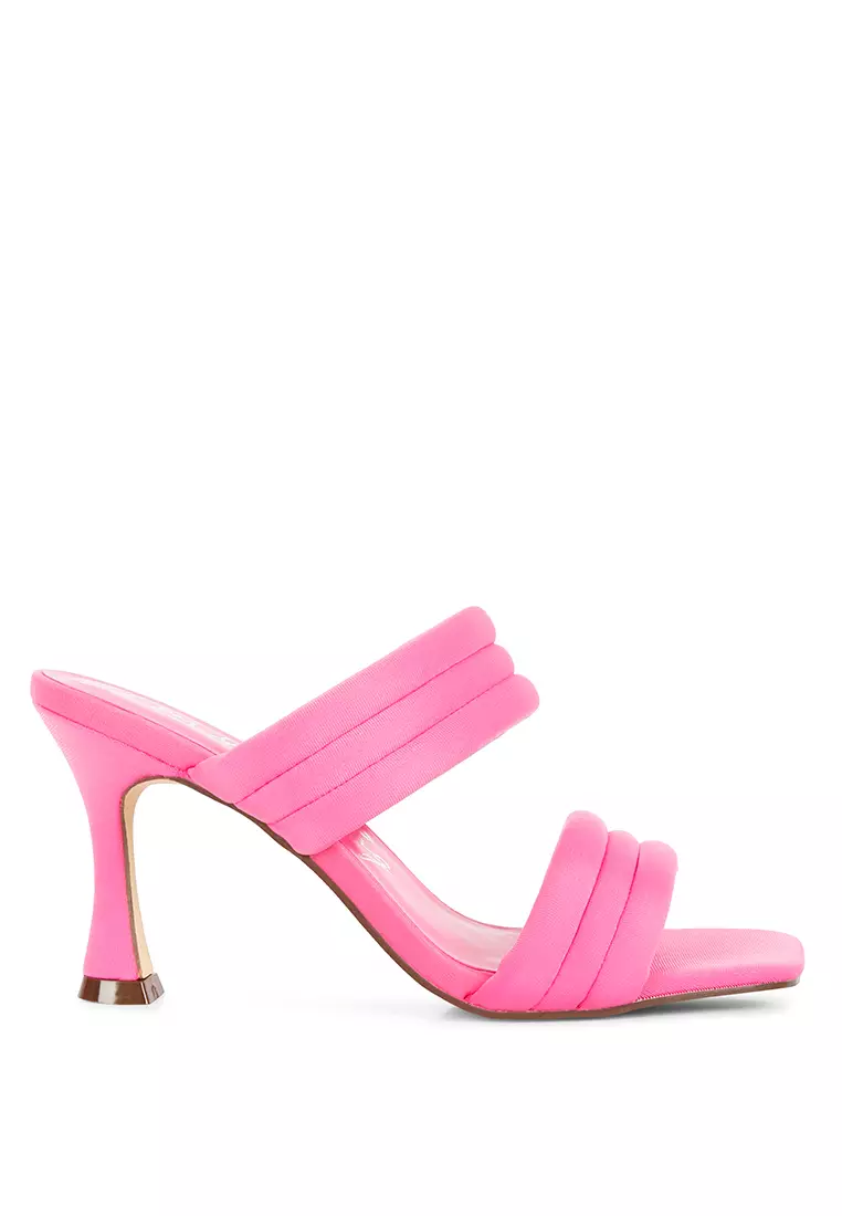 Fuchsia Quilted Straps Spool Heeled Sandals