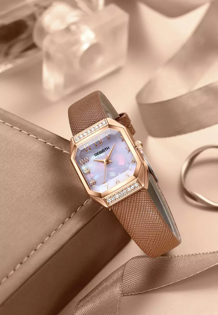 Jam Tangan Wanita Korea Fashion Anti Air Original Tali Kulit Jam Tangan Cewek brownwhite