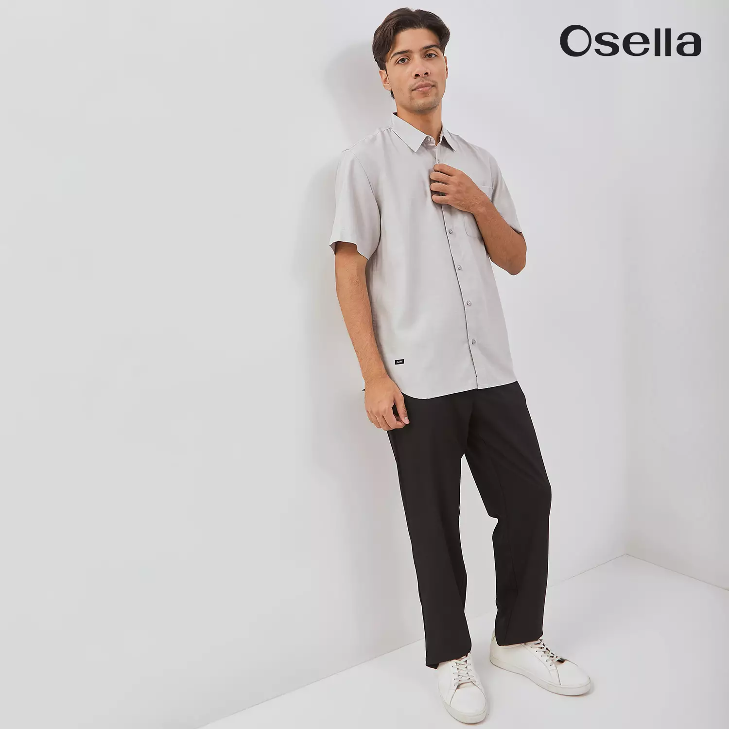 Osella Short Sleeve Tencel Shirt Top 2032660293 | Kemeja Lengan Pendek Pria