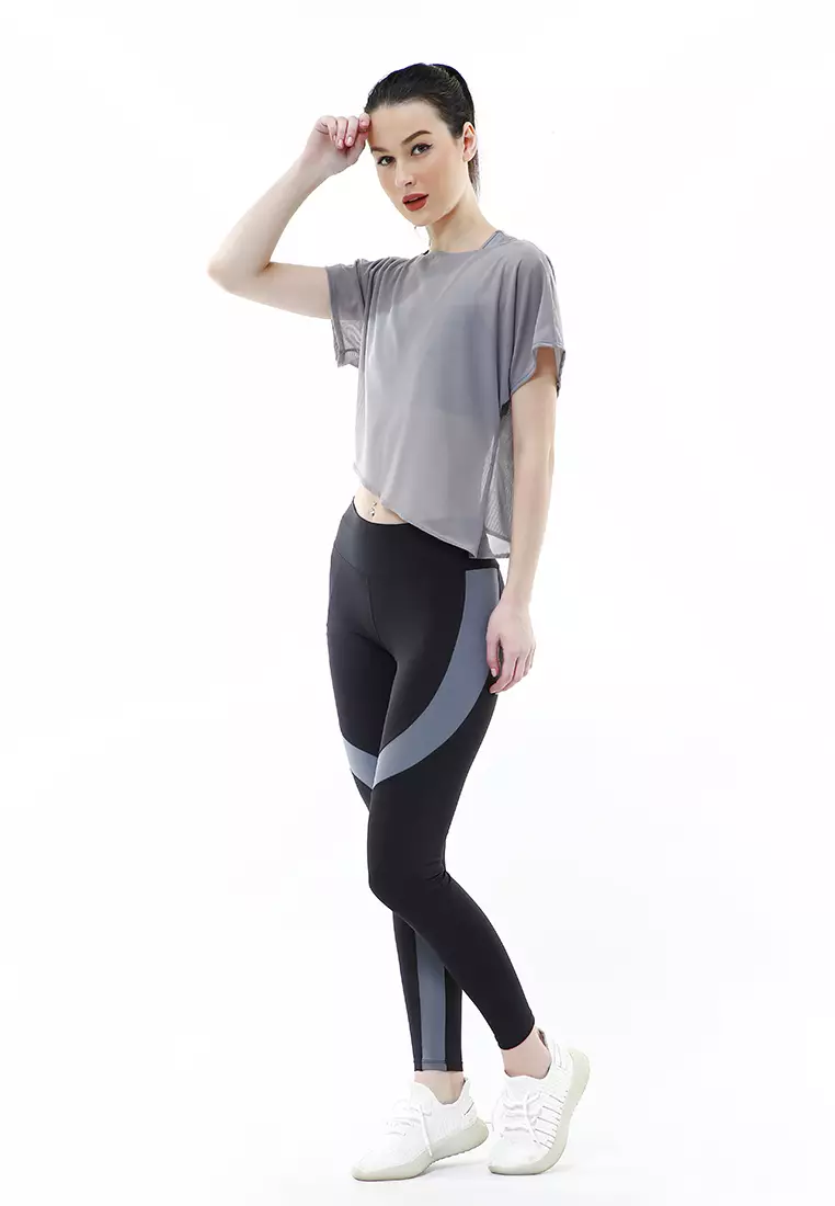 Jeslin One Set Atasan Bawahan Baju Senam Aerobik 3 in 1 High Quality - Abu