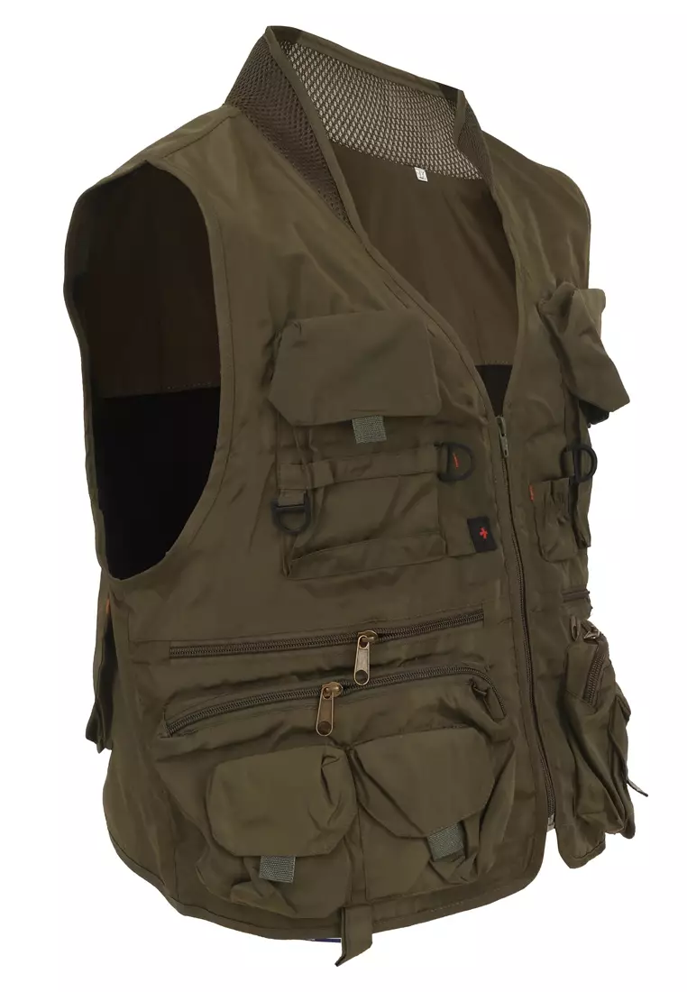 Clover Rompi Pancing Fashion Pria Fishing Vest Quick Dry Jacket XL and Portable Material Polyester Fiber ORIGINAL - Green