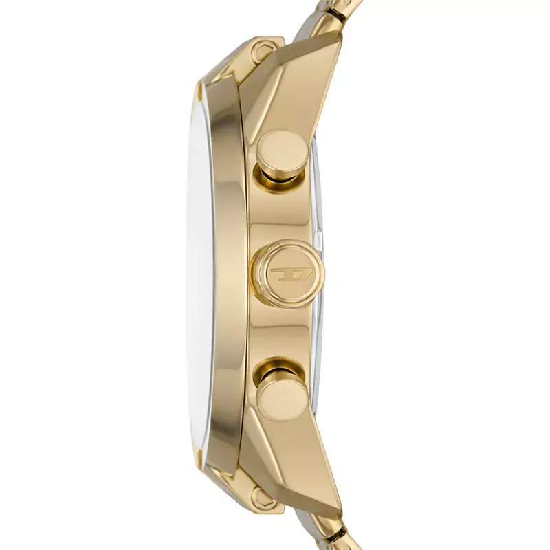 Jam Tangan Pria Diesel Split DZ4590 Chronograph Gold Dial Gold Stainless Steel Strap