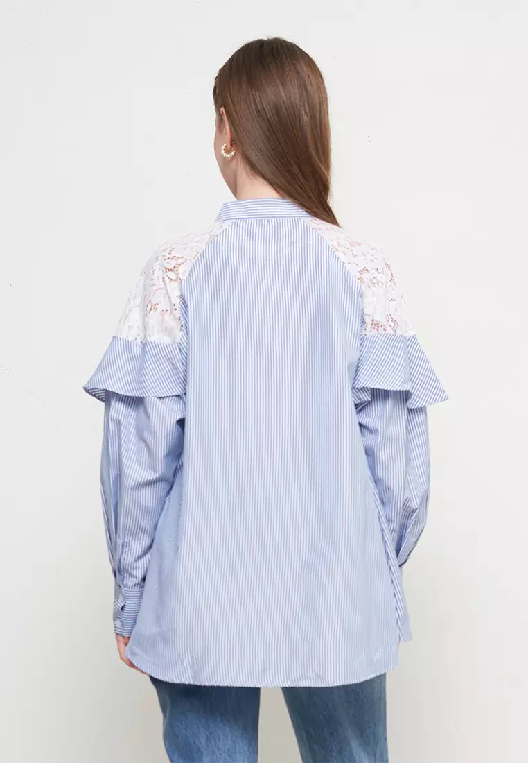 KLA - Kemeja Casual Wanita Louie Blue