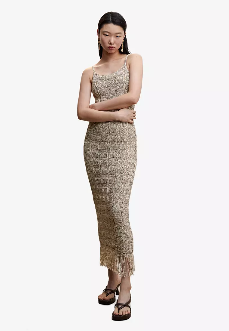 Buy Mango Knitted Dress with Fringe Detail Online | ZALORA Malaysia