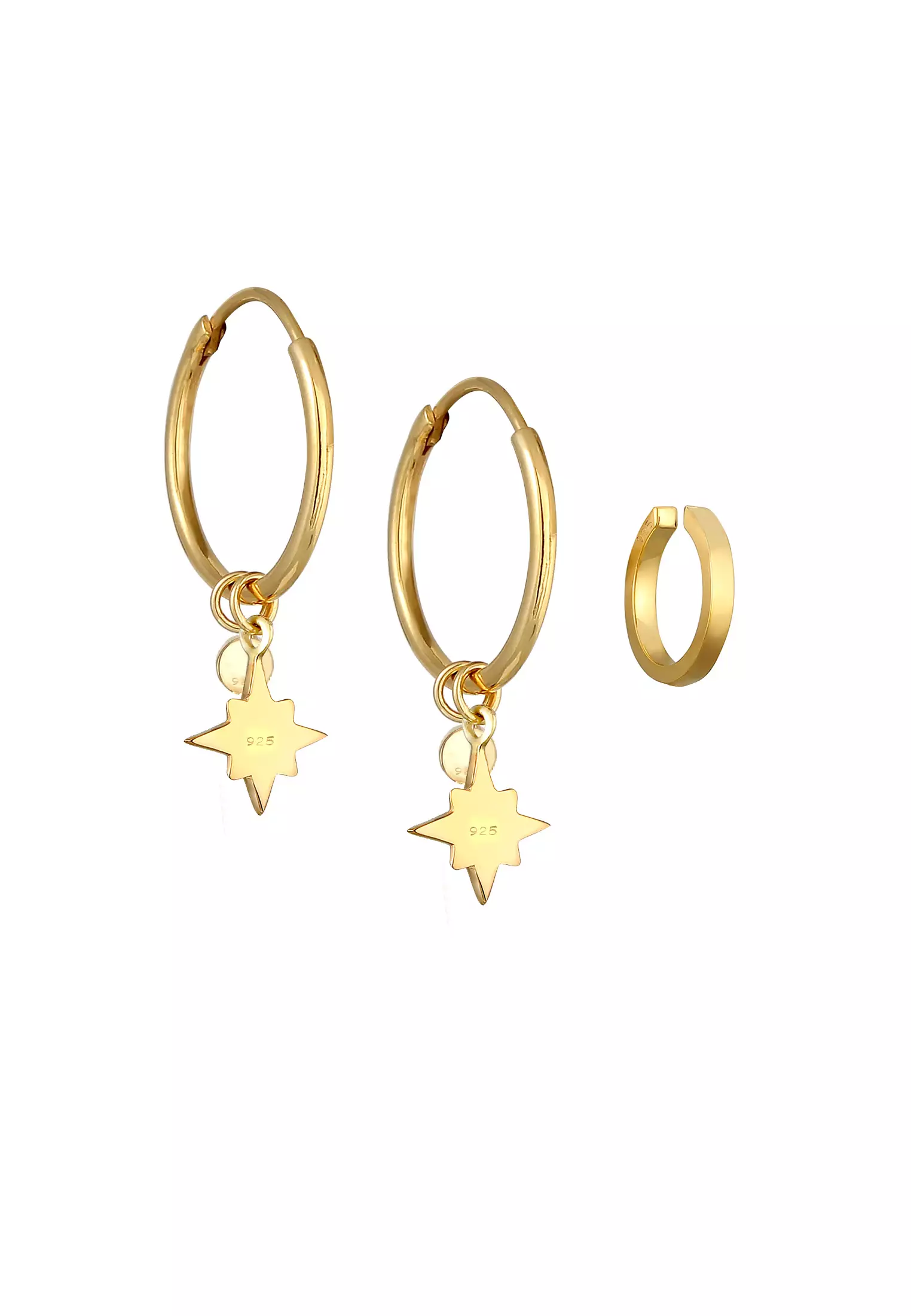 Earrings Creoles Earcuff Astro Star Gold Plated