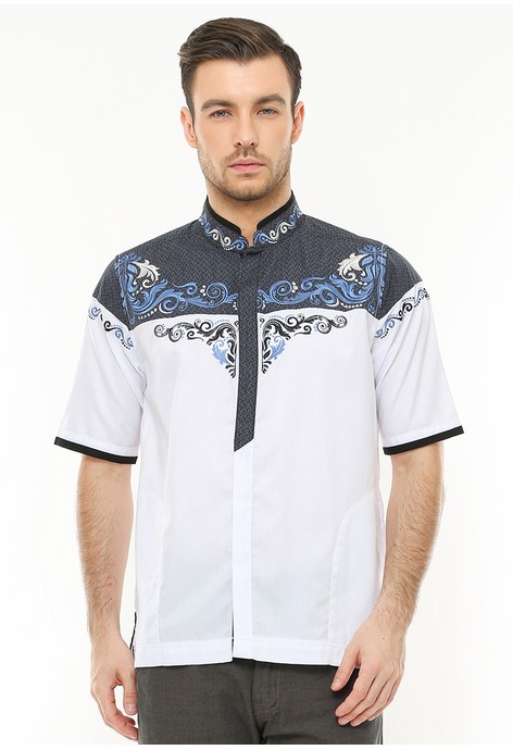HEMAT Regular  Fit  Baju  Koko Motif Bordir Aksen Color 