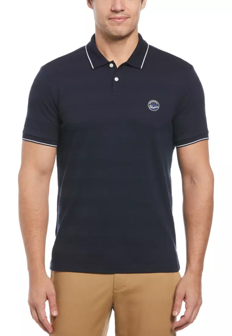 Buy Original Penguin Jacquard Honeycomb Pattern Short Sleeve Polo
