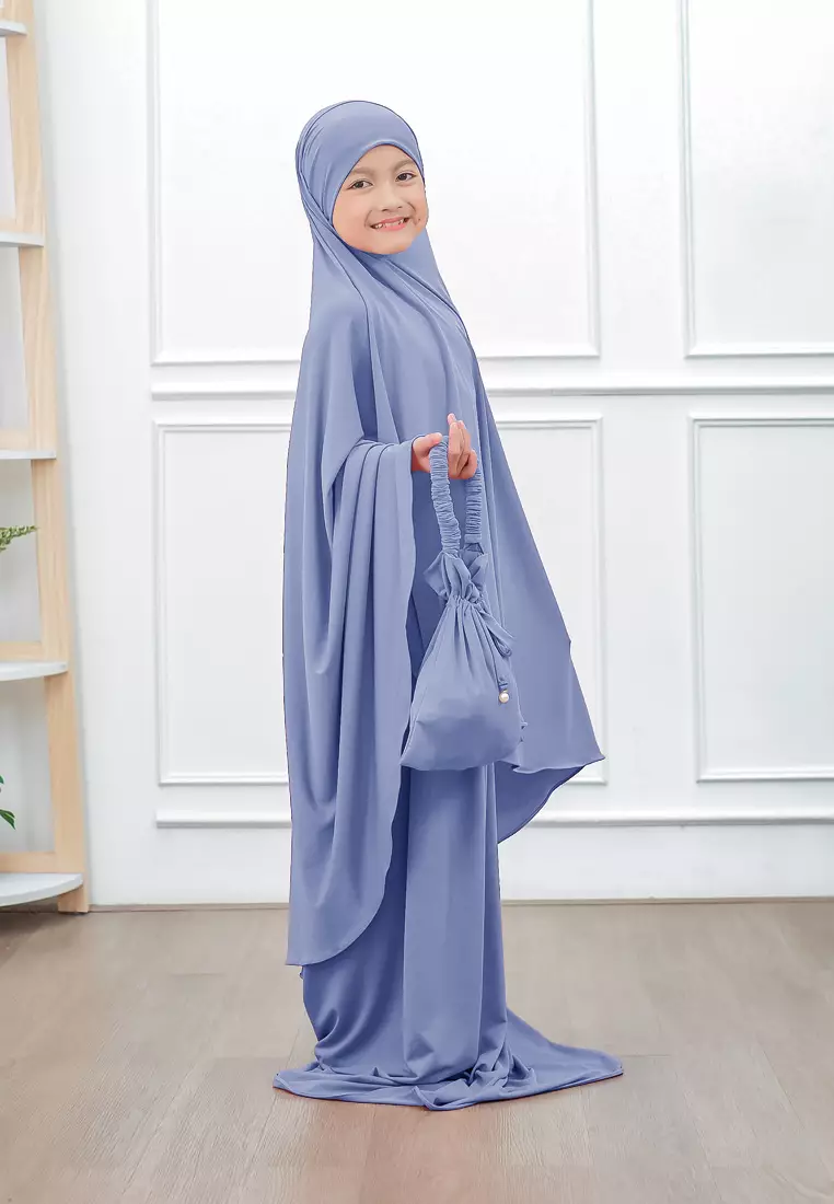 Zelena - Raudhia Prayer Set | Mukena French Khimar Set - Blue - Remaja