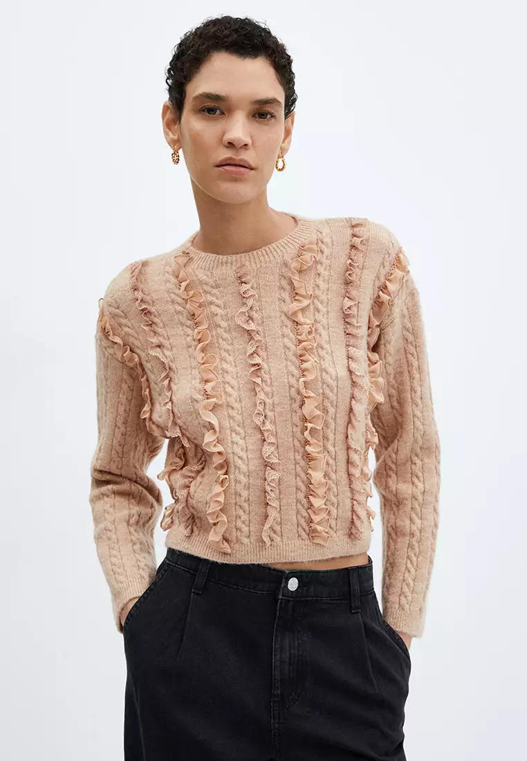 Mango Ruffled Crop Sweater 2024 | Buy Mango Online | ZALORA Hong Kong