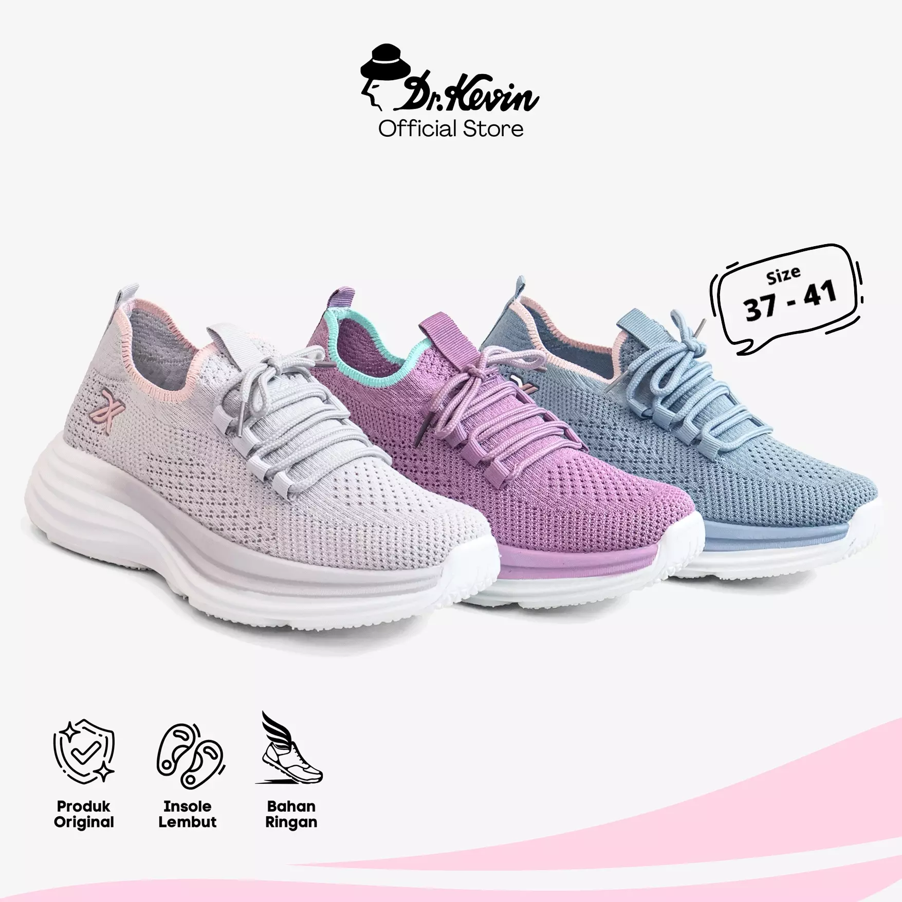 Dr. Kevin Sepatu Olahraga Sport Wanita Sneakers Rajut Tali 589-093