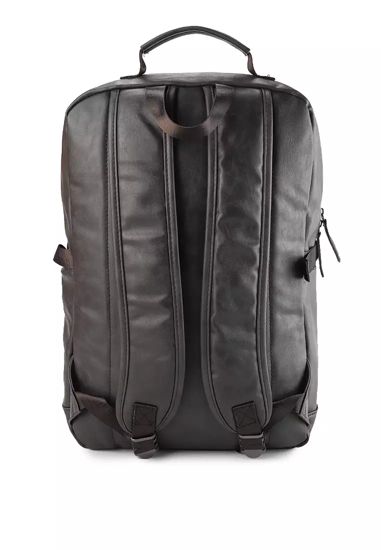 Pu Buckled Zipper Backpack