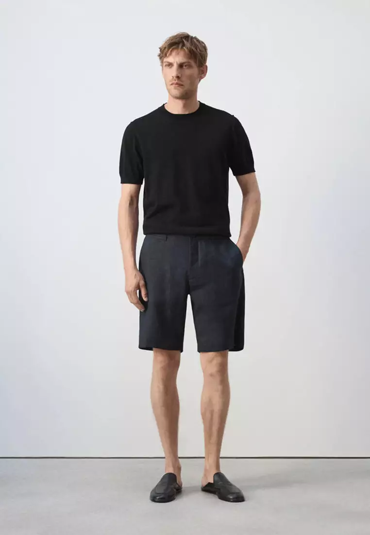 Slim-Fit 100% Linen Bermuda Shorts