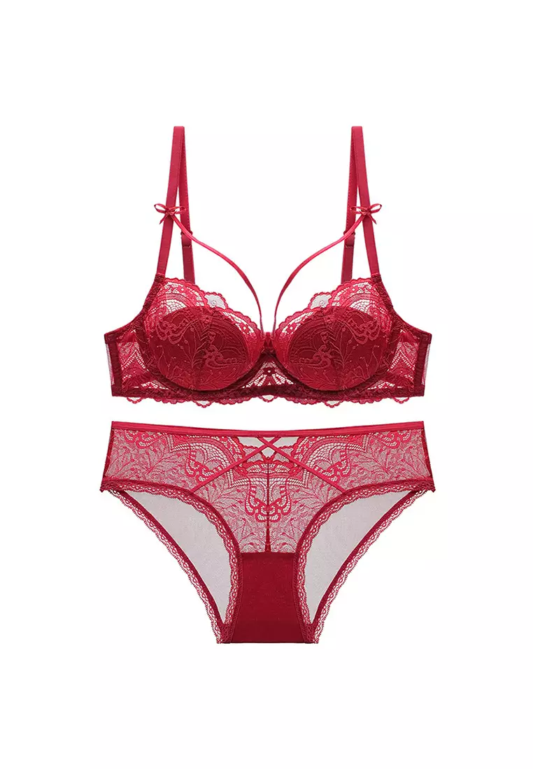 Buy LYCKA LMM0151-Lady Two Piece Sexy Bra and Panty Lingerie Sets (Red)  Online