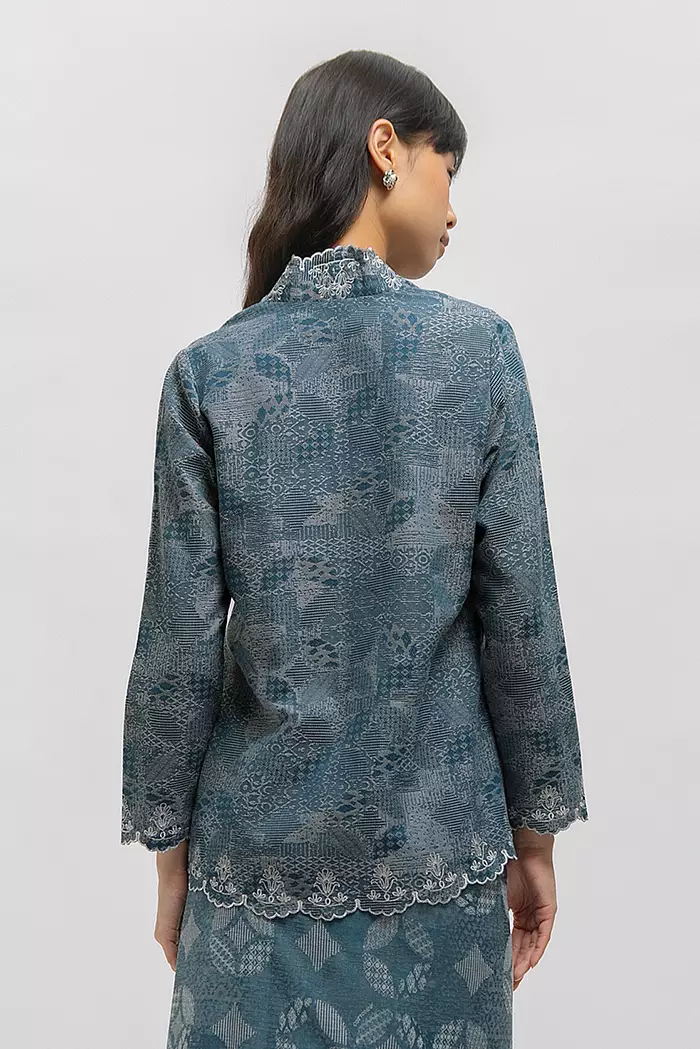 COTTONINK - Atasan Blouse Wanita Latika Kawung Biru Laut #Archipelago2025