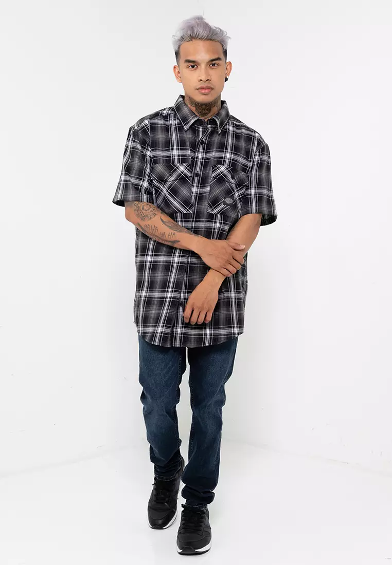 Harley-Davidson Backing It In Plaid Shirt