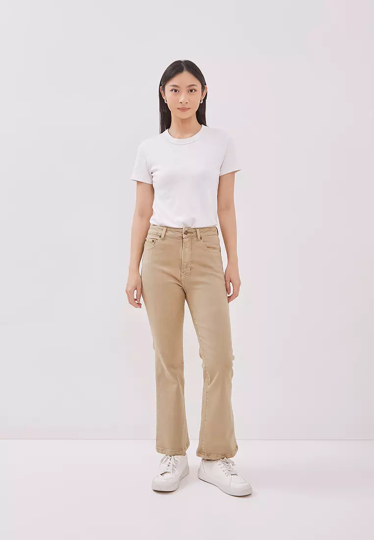 DUST Celana Cropped Cutbray Colored Denim Rana Khaky Comfease (D. 3823)