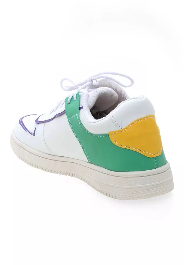 Sepatu Women Design Stylish Tali Putih Fashion Wanita - Hijau Kuning