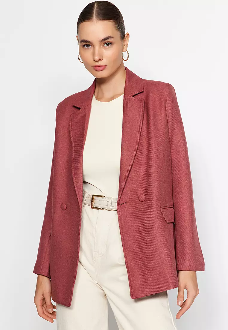 Red long deals blazer womens