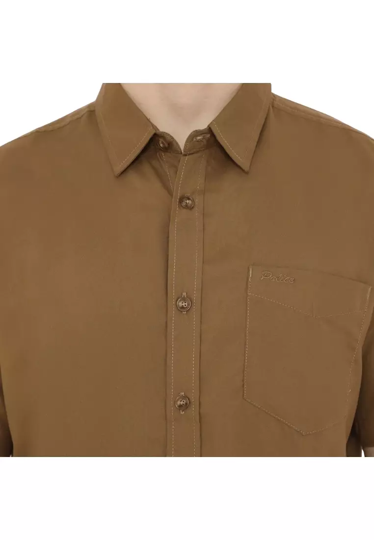 POLICE Kemeja Polos Basic Cotton Soft Regular Fit Lengan Pendek Pria