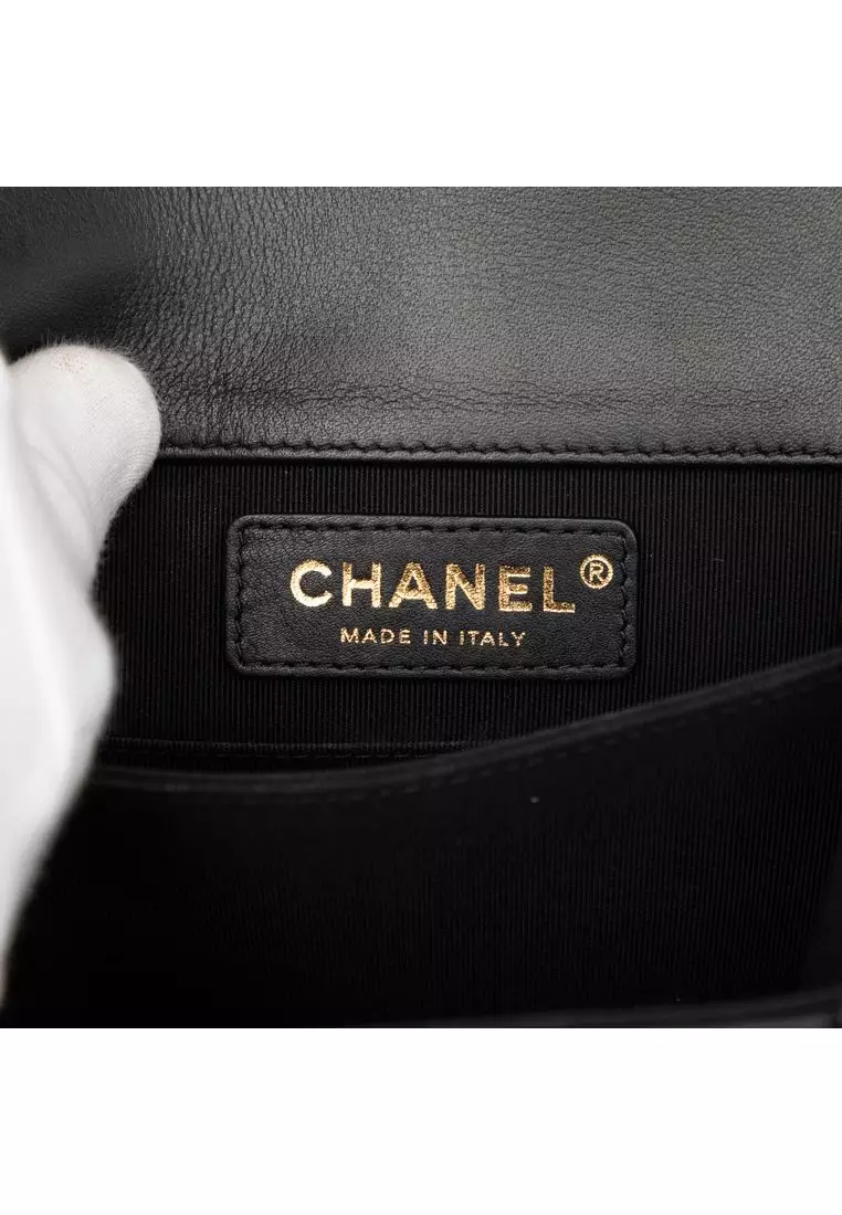 Pre-Loved Chanel Quilted Lambskin North South Boy Flap