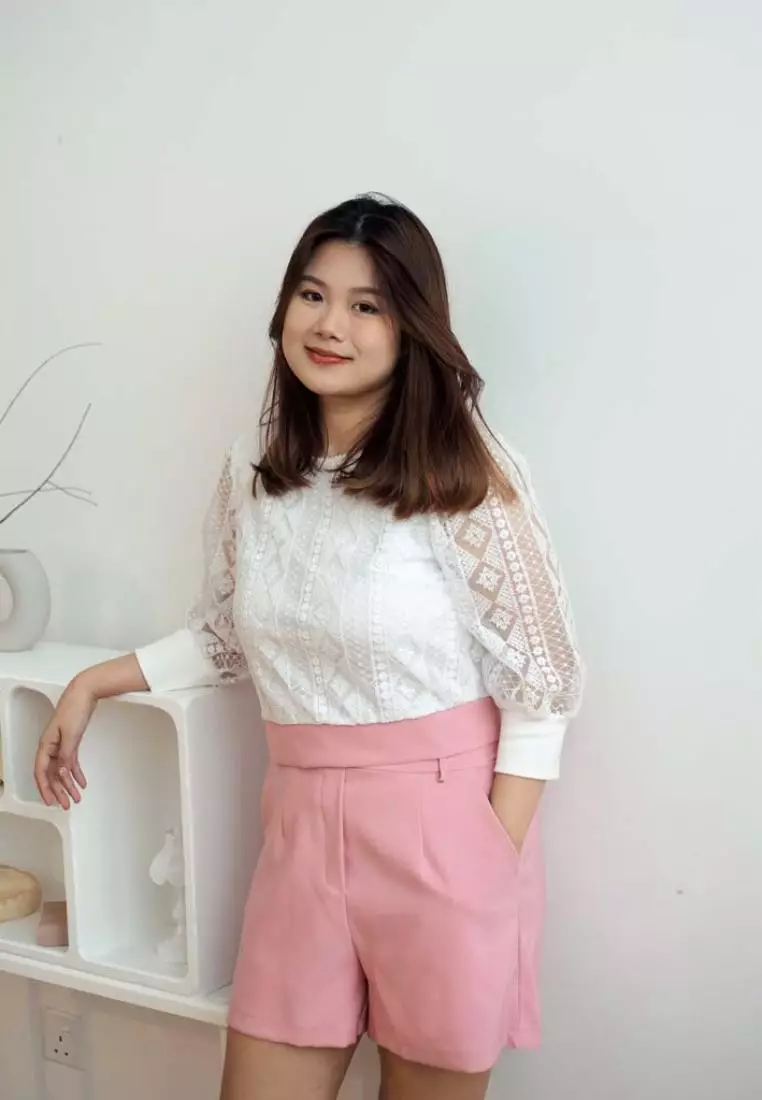 COTTON BLEND JUMPSUIT WITH LACE DETAILS