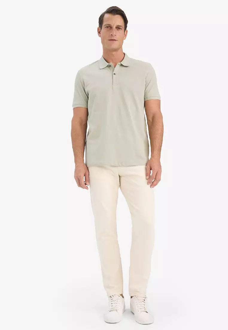100% Cotton Regular Fit Short Sleeve Basic Plain Pique Fabric Polo T-Shirt C1293Ax25Sp