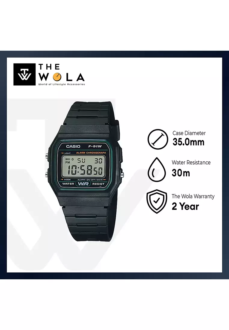 Men's Digital Watch F-91W-3 Black Resin Band