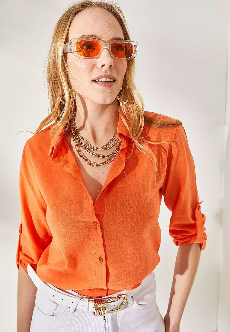 Sleeve Folded Linen Shirt