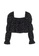 H&M black Cropped Puff-Sleeved Top C8BA6AA7B08442GS_4