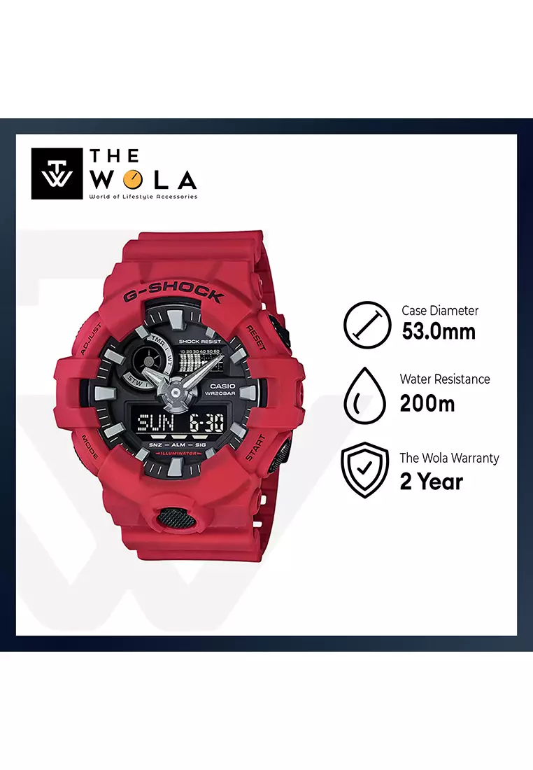 Men's Analog-Digital GA-700-4A Red Resin Band Sports Watch