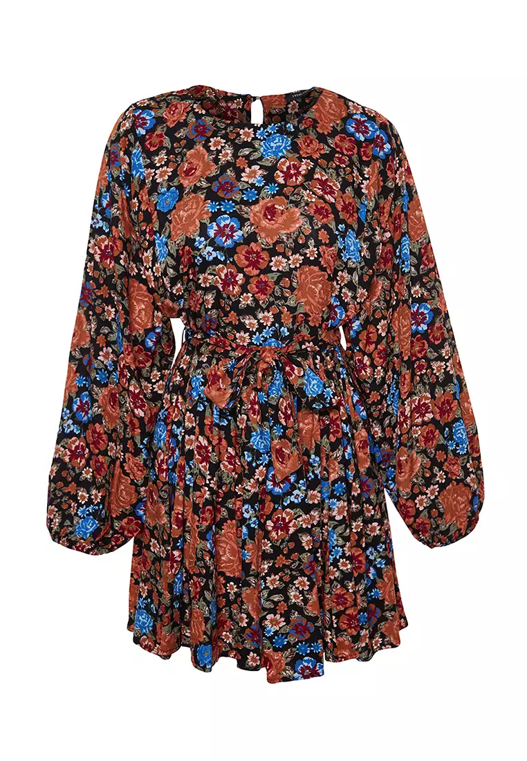 Viscose Floral Pattern Mini Dress