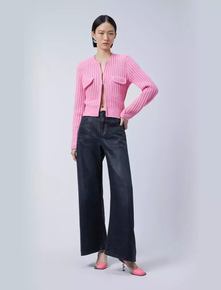 修身短款開襟毛衫