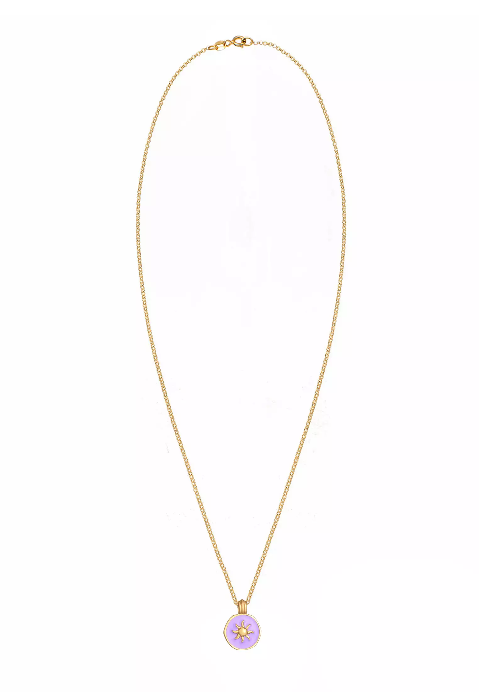 Necklace Coin Pendant Sun Symbol Enamel Gold Plated