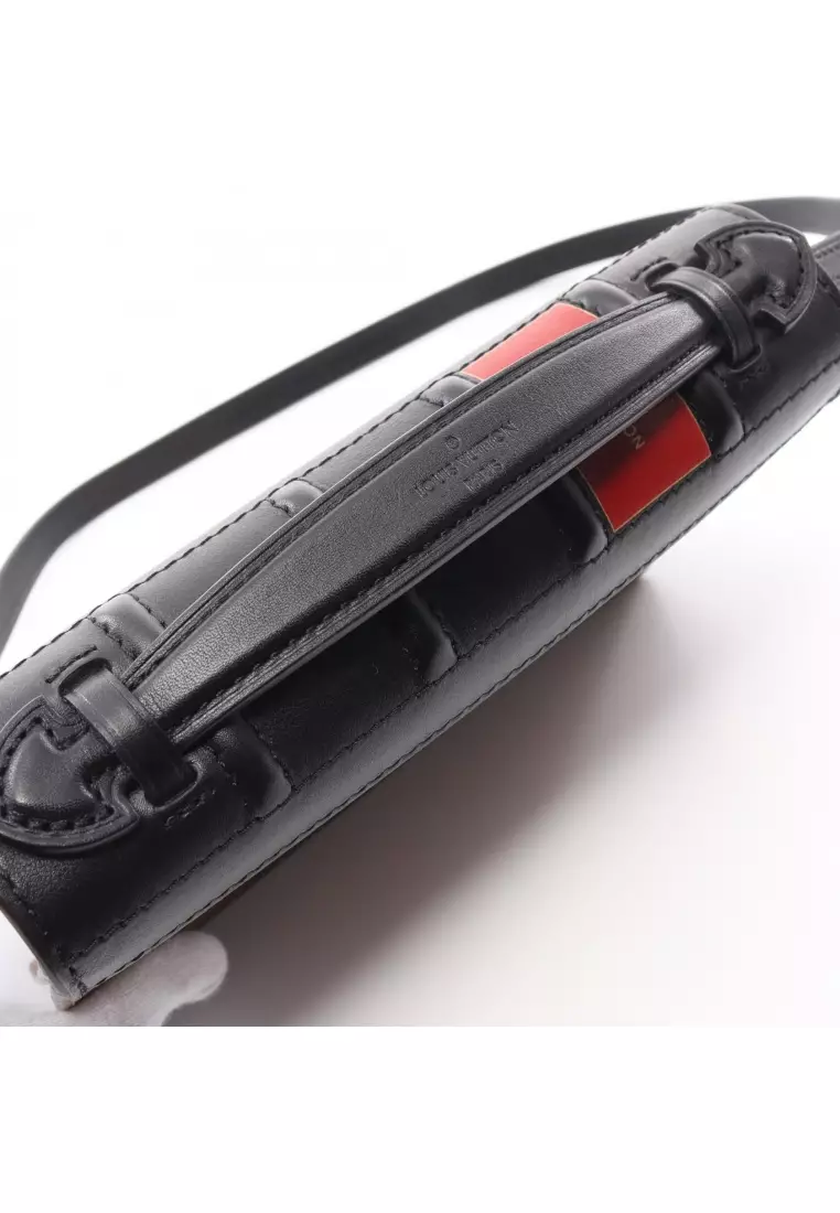 Pre-Loved Louis Vuitton hook wallet on chain monogram reverse Shoulder bag PVC leather light brown black 2WAY