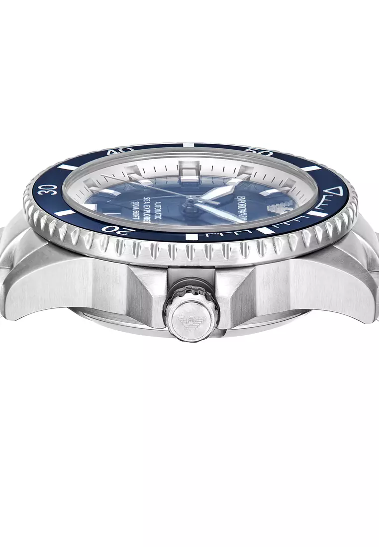 Emporio Armani Men's Analog Watch ( AR60079 ) - Automatic, Silver Case, Round Dial, 22 MM Silver Stainless Steel Band